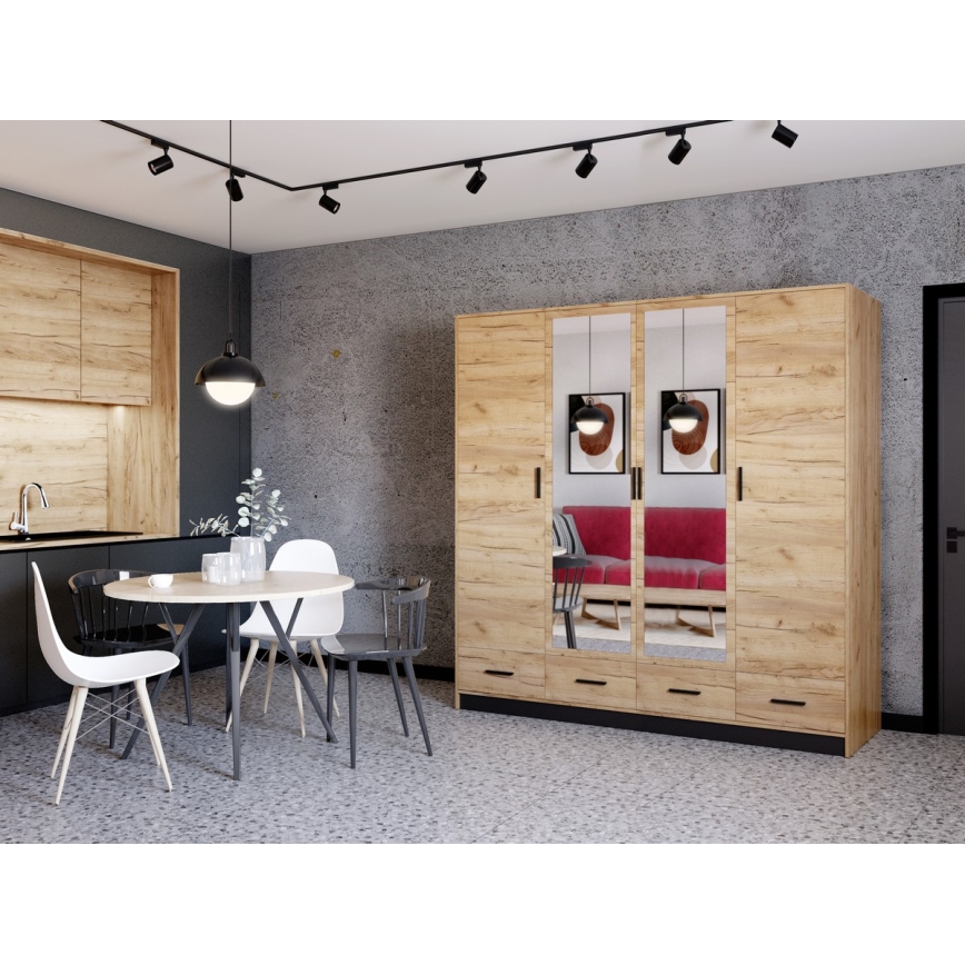 Garderoob koos peegliga SANNA 200x215 cm tamm craft
