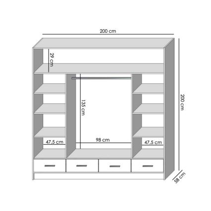 Garderoob koos peegliga SANNA 200x215 cm tamm craft