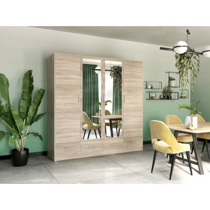 Garderoob koos peegliga SANNA 200x215 cm tamm sonoma