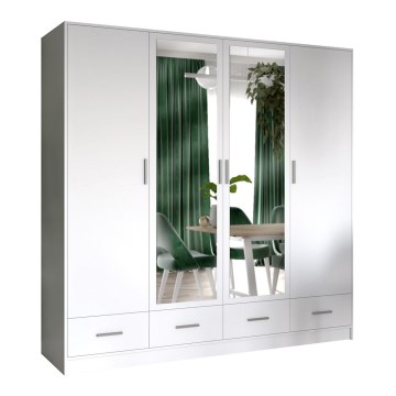 Garderoob koos peegliga SANNA 200x215 cm valge