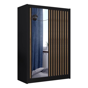 Garderoob koos peegliga SANTINO 150x215 cm must/tamm craft