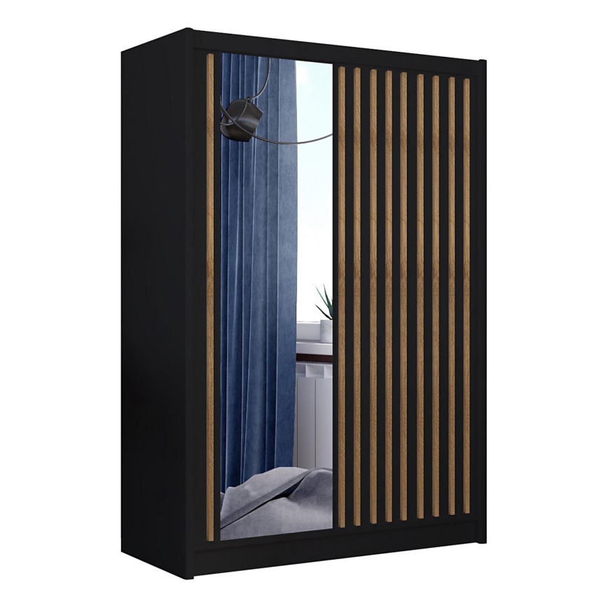 Garderoob koos peegliga SANTINO 150x215 cm must/tamm craft