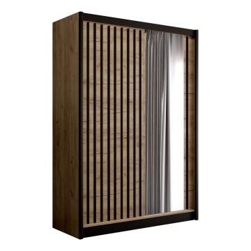 Garderoob koos peegliga SANTINO 150x215 cm tamm craft/must