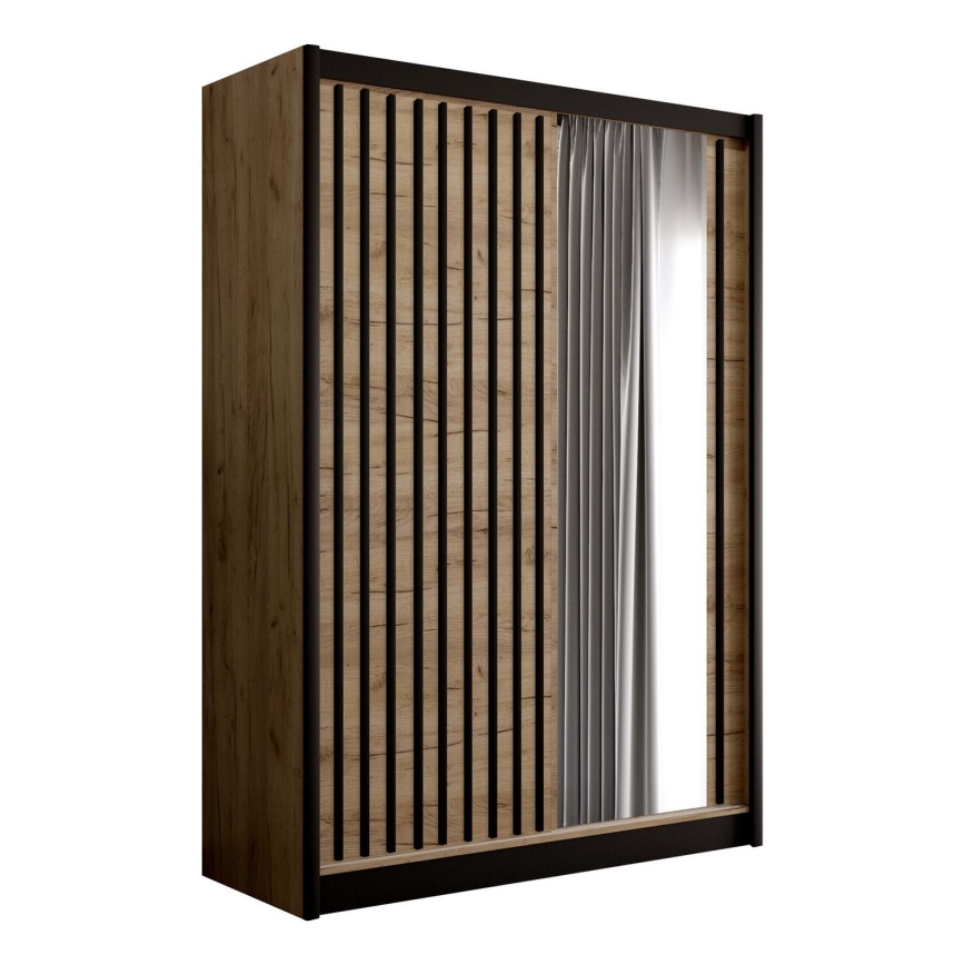 Garderoob koos peegliga SANTINO 150x215 cm tamm craft/must