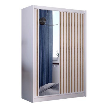 Garderoob koos peegliga SANTINO 150x215 cm valge/tamm craft