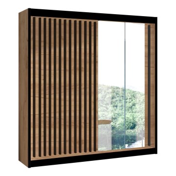 Garderoob koos peegliga SANTINO 203x215 cm tamm craft/must