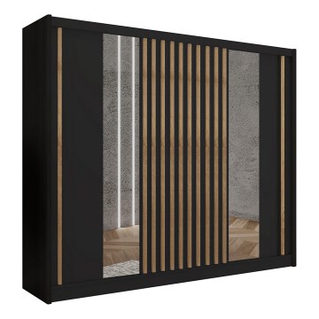 Garderoob koos peegliga SANTINO 250x215 cm must/tamm craft