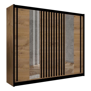Garderoob koos peegliga SANTINO 250x215 cm tamm craft/must