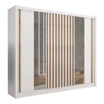 Garderoob koos peegliga SANTINO 250x215 cm valge/tamm craft