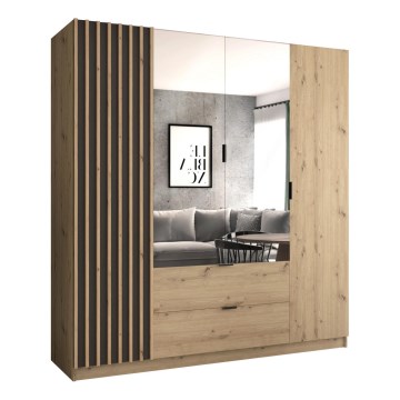 Garderoob koos peegliga VISTA 200x215 cm tamm artisan/grafiit