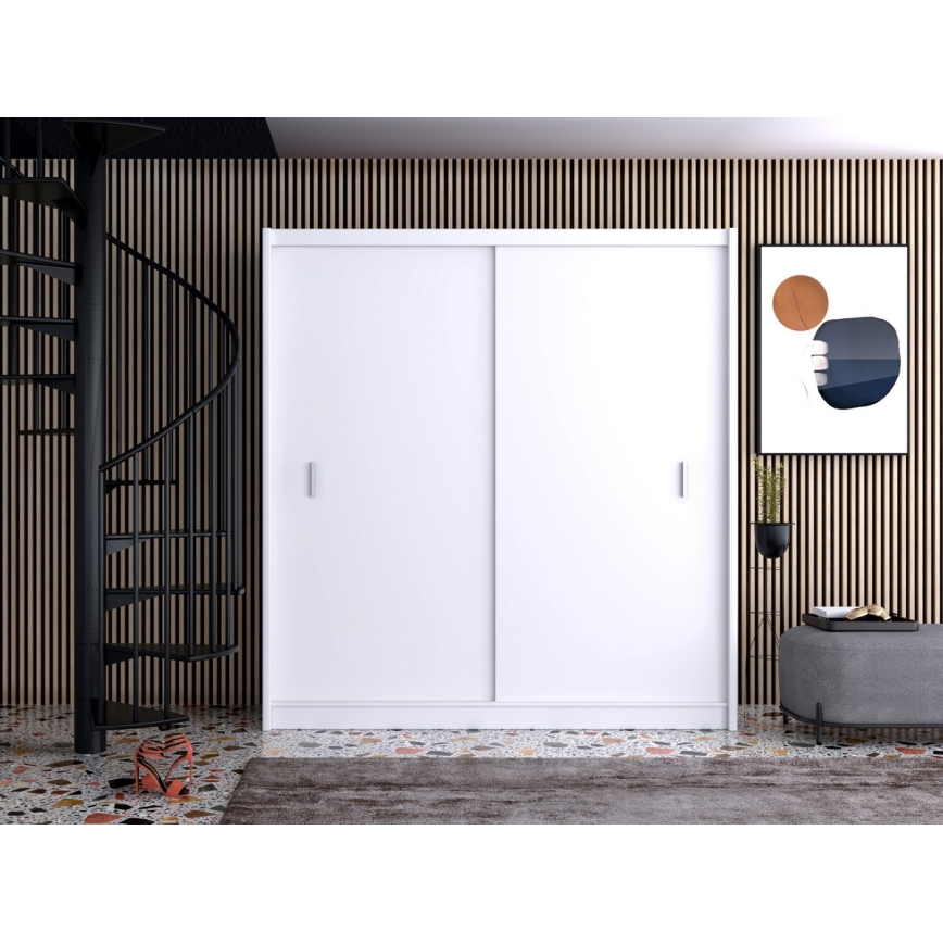 Garderoob liugustega SAPHIRA 203x215 cm valge