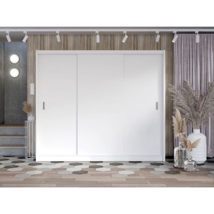 Garderoob liugustega SAPHIRA 250x215 cm valge