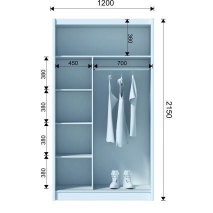 Garderoob SABRINA 120x215 cm tamm woltan