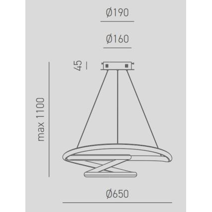 Gea Luce DIVA S G TITANIO - LED Hämardatav lühter DIVA LED/44W/230V hall