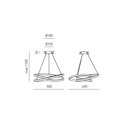Gea Luce DIVA S P ORO - LED Hämardatav lühter DIVA LED/43W/230V kuldne