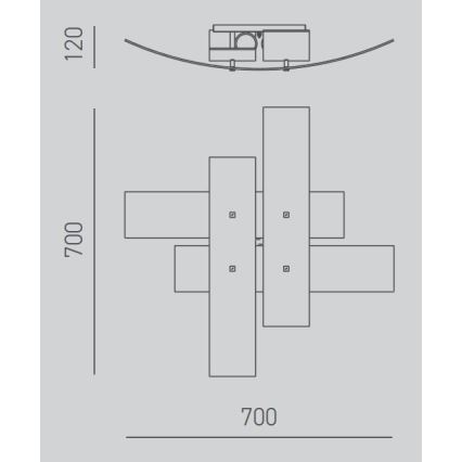 Gea Luce LARA P M arg - Laevalgusti LARA 2xE27/70W/230V 70 cm hõbedane