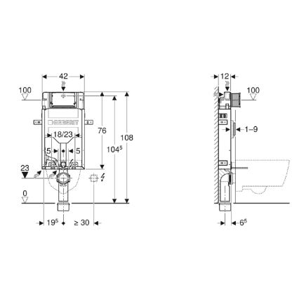 Geberit 110.302.00.5 - Seina sisse paigaldatav Kombifix-moodul 108 cm riputatava WC jaoks