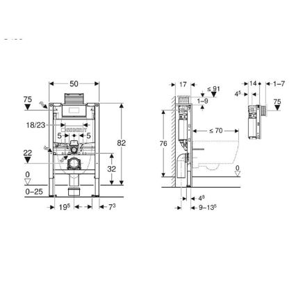 Geberit 111.003.00.2 - Duofix 82 cm paigaldusraam seinale riputatava WC jaoks