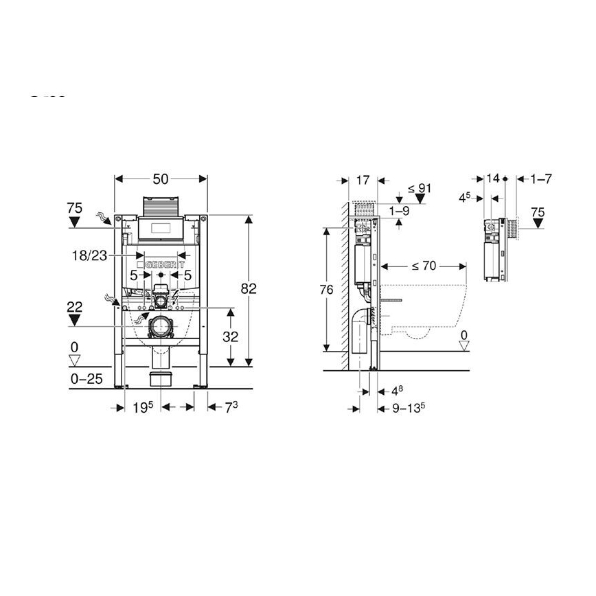 Geberit 111.003.00.2 - Duofix 82 cm paigaldusraam seinale riputatava WC jaoks
