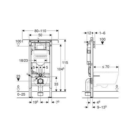 Geberit 111.355.00.6 - Duofix 115 cm seinasisene paigaldusraam riputatava WC jaoks