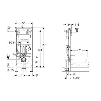 Geberit 111.364.00.6 - Duofix peidetud paigaldusmoodul riputatava WC jaoks, 112 cm