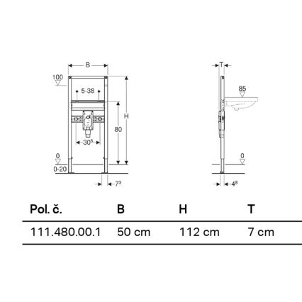Geberit 111.480.00.1 - Duofix 112 cm seinasisene paigaldusmoodul riputatava valamu jaoks