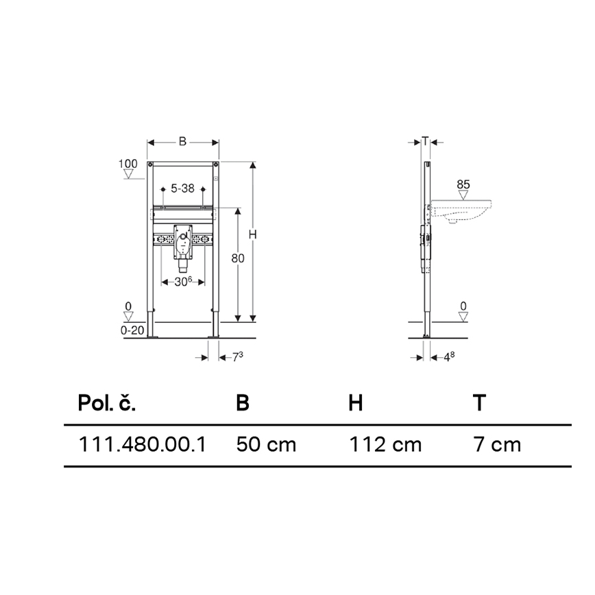 Geberit 111.480.00.1 - Duofix 112 cm seinasisene paigaldusmoodul riputatava valamu jaoks