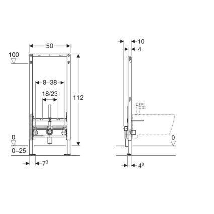 Geberit 111.510.00.2 - Duofix 112 cm seinasisene bidee moodul
