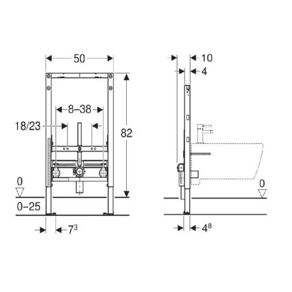 Geberit 111.515.00.2 - Seinasisene moodul bidee jaoks Duofix 82 cm