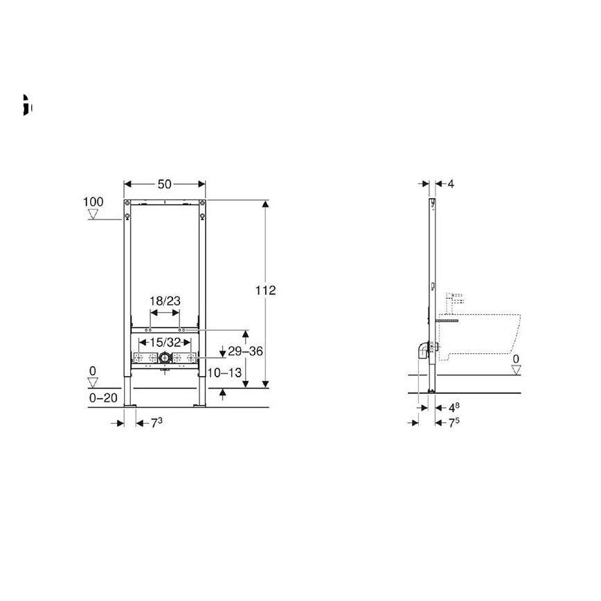 Geberit 111.534.00.2 - Duofix 112 cm seinasisene paigaldusmoodul bidee jaoks