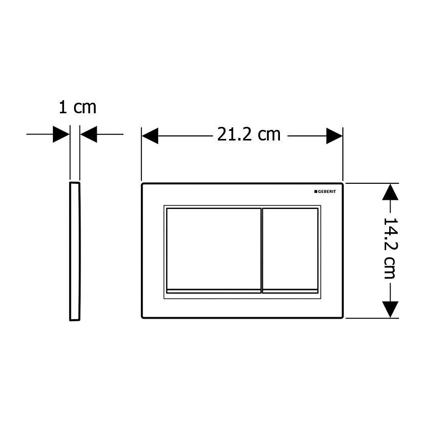 Geberit 115.080.KM.1 - Omega30 loputusnupp 21,2x14,2 cm must/läikiv kroom