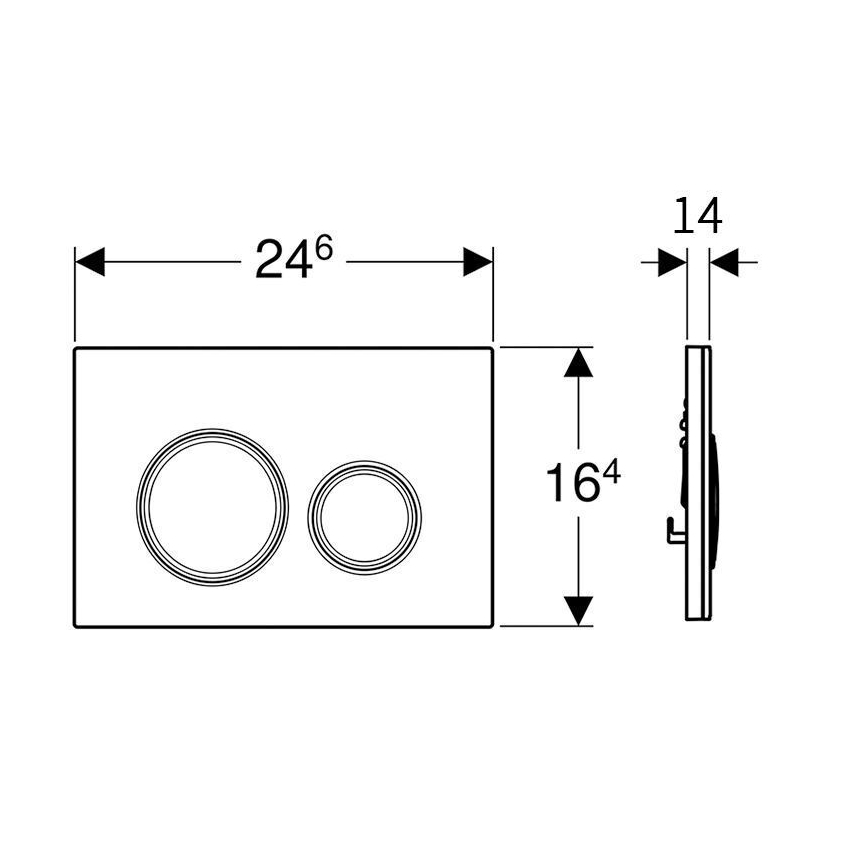 Geberit 115.884.SJ.1 - Loputusnupp Sigma50 24,6x16,4 cm must/läikiv kroom