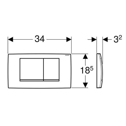 Geberit 115.899.KH.1 - loputusnupp Twinline30 34x18,5 cm, läikiv kroom/mattkroom