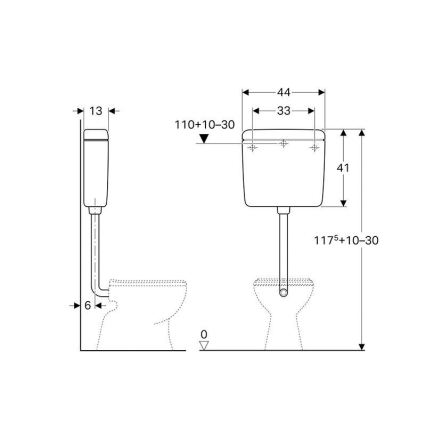 Geberit 127.005.11.1 - Loputuspaak AP127 6/9 l alpi valge