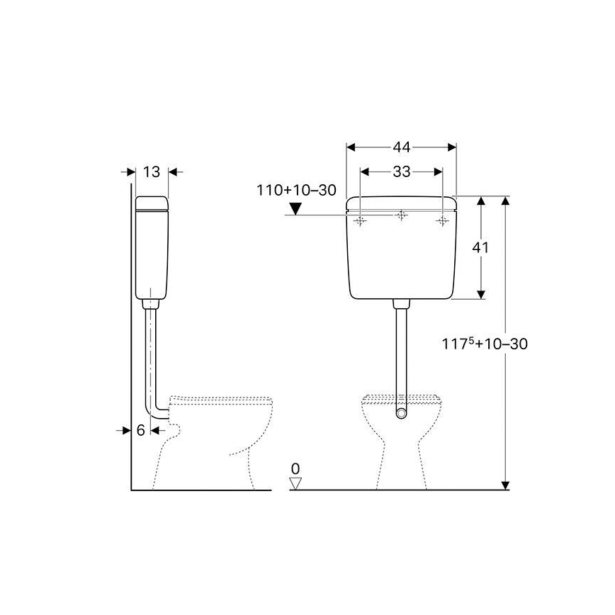 Geberit 127.005.11.1 - Loputuspaak AP127 6/9 l alpi valge