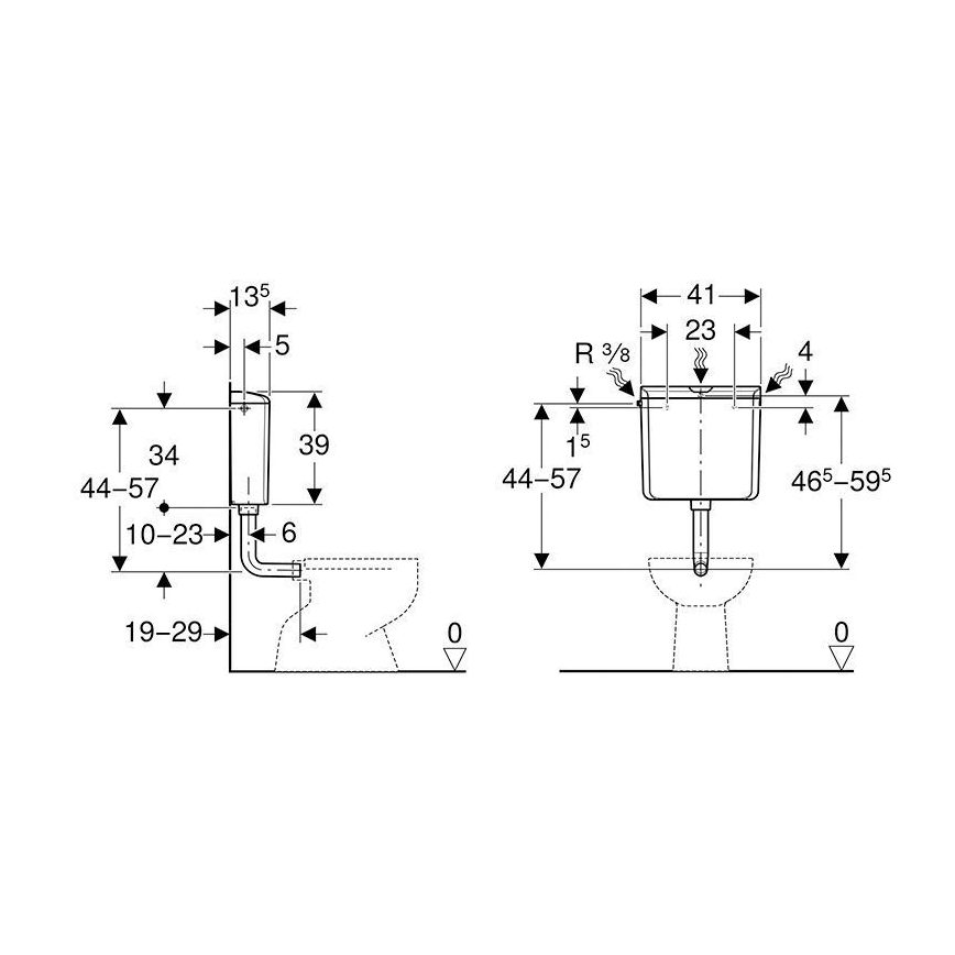 Geberit 136.610.11.1 - Loputuskast AP110 6/9 l alpi valge