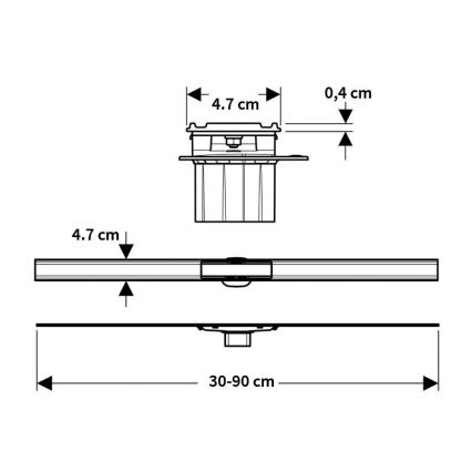 Geberit 154.458.00.1 - Äravoolurenn CleanLine 90x4,7 cm roostevabast terasest