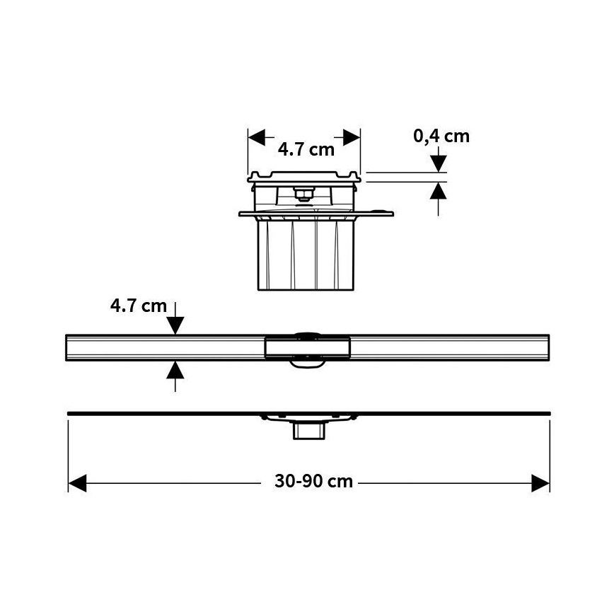 Geberit 154.458.00.1 - Äravoolurenn CleanLine 90x4,7 cm roostevabast terasest