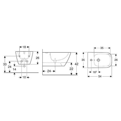 Geberit 500.209.01.1 - Seinakinnitusega bidee Smyle Square keraamika/valge
