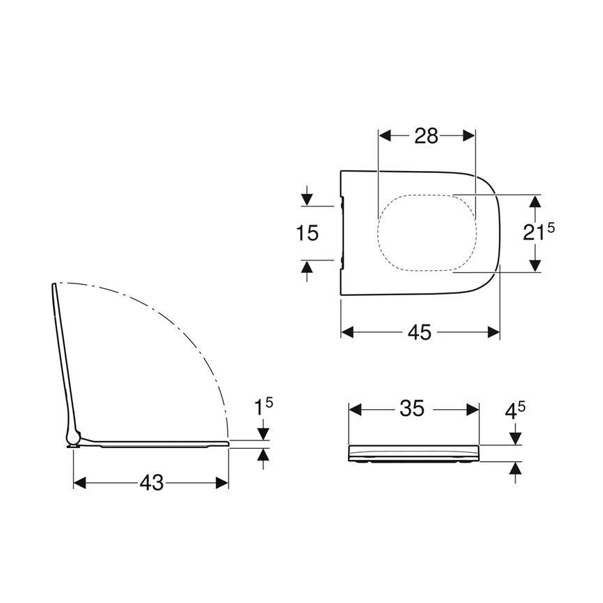 Geberit 500.240.01.1 - WC-istme kaas SoftClose Smyle Square duroplast/valge