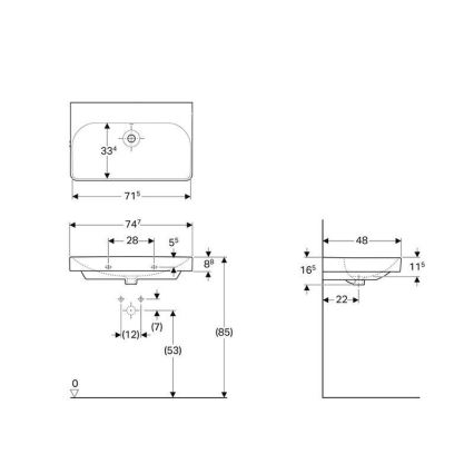 Geberit 500.249.00.2 - Seinavalamu Smyle Square 75x48 cm keraamika/valge