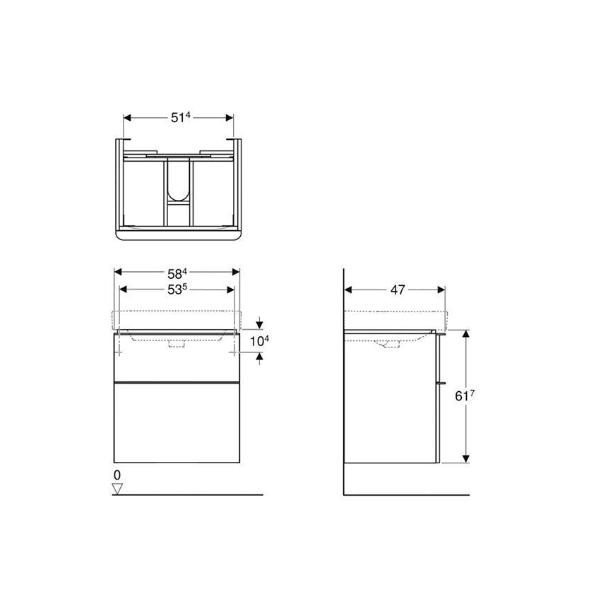 Geberit 500.352.00.1 - Valamukapp Smyle Square 59x62x47 cm, valge