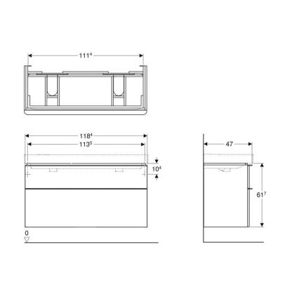 Geberit 500.356.00.1 - Smyle Square kahevalamu alla paigaldatav vannitoakapp, 61,7 x 118,4 cm, valge
