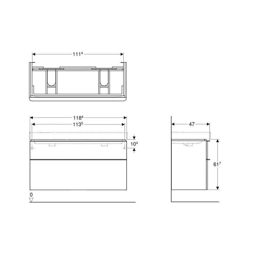 Geberit 500.356.00.1 - Smyle Square kahevalamu alla paigaldatav vannitoakapp, 61,7 x 118,4 cm, valge