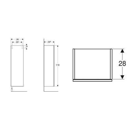 Geberit 500.361.00.1 - Seinale paigaldatav vannitoakapp Smyle Square 118 x 36 cm valge