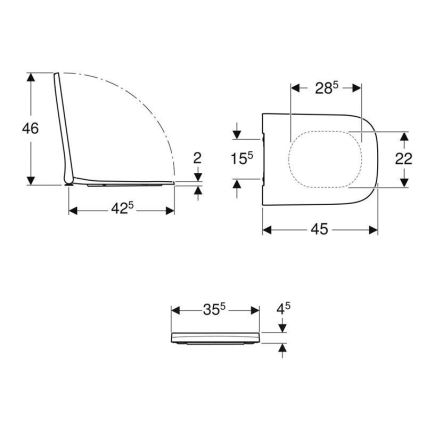 Geberit 500.687.01.1 - WC-poti kaas SoftClose Smyle Square duroplast/valge