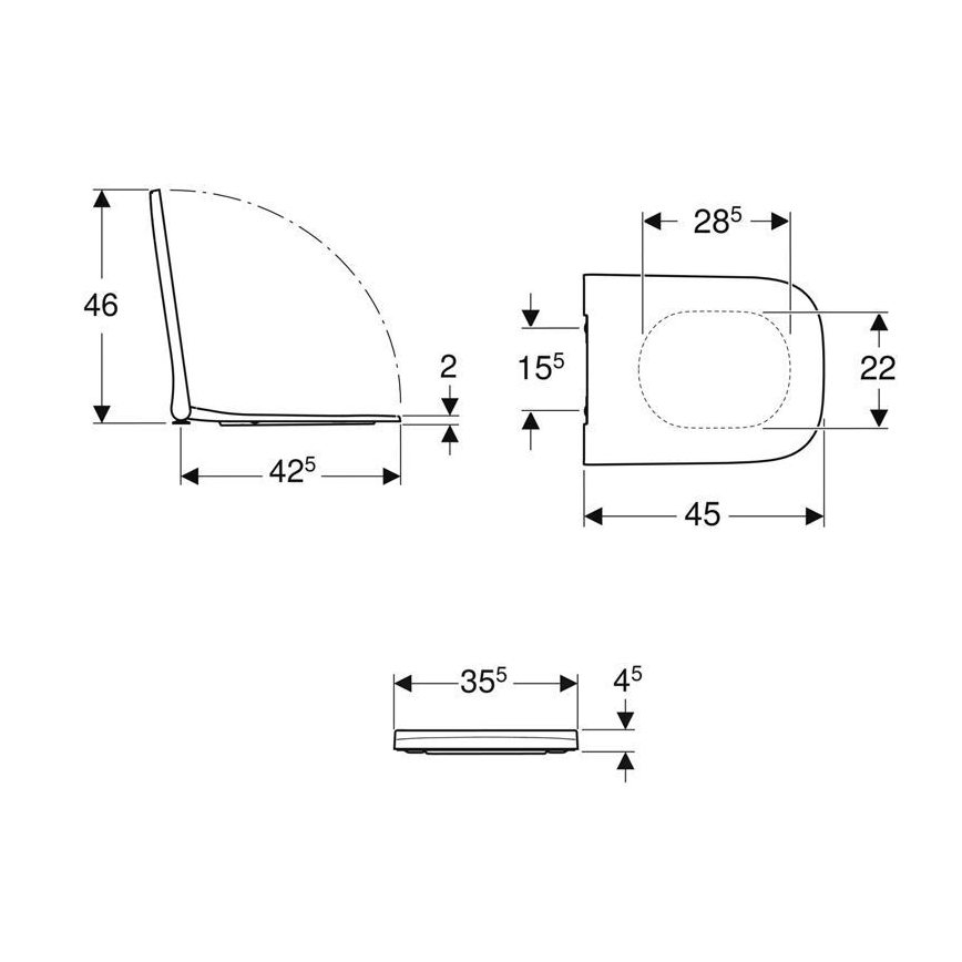 Geberit 500.687.01.1 - WC-poti kaas SoftClose Smyle Square duroplast/valge