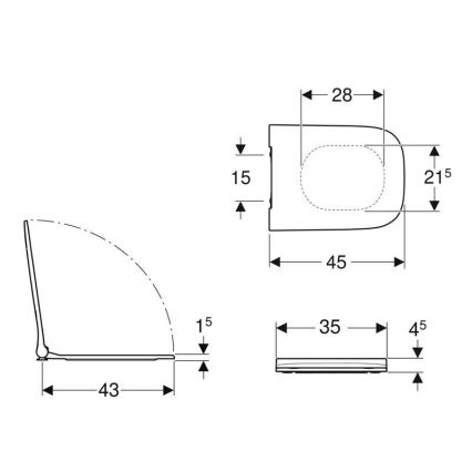 Geberit 500.688.01.1 - WC-poti kaas SoftClose Smyle Square duroplast/valge