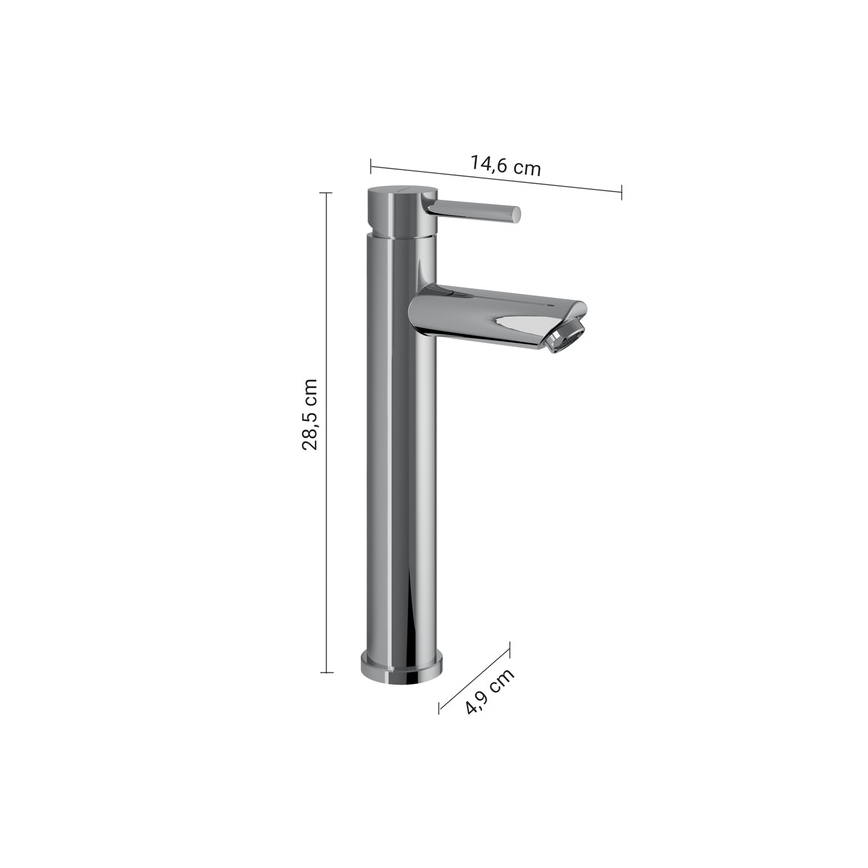 Gedy - ALTO HIGH valamu segisti 28,5 cm, läikiv kroom