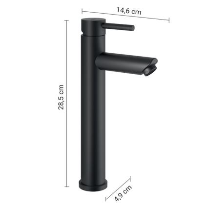 Gedy - ALTO HIGH valamu segisti, 28,5 cm, matt must